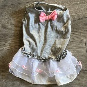 New w/o tags Gray and Pink Dog Dress with Bow
